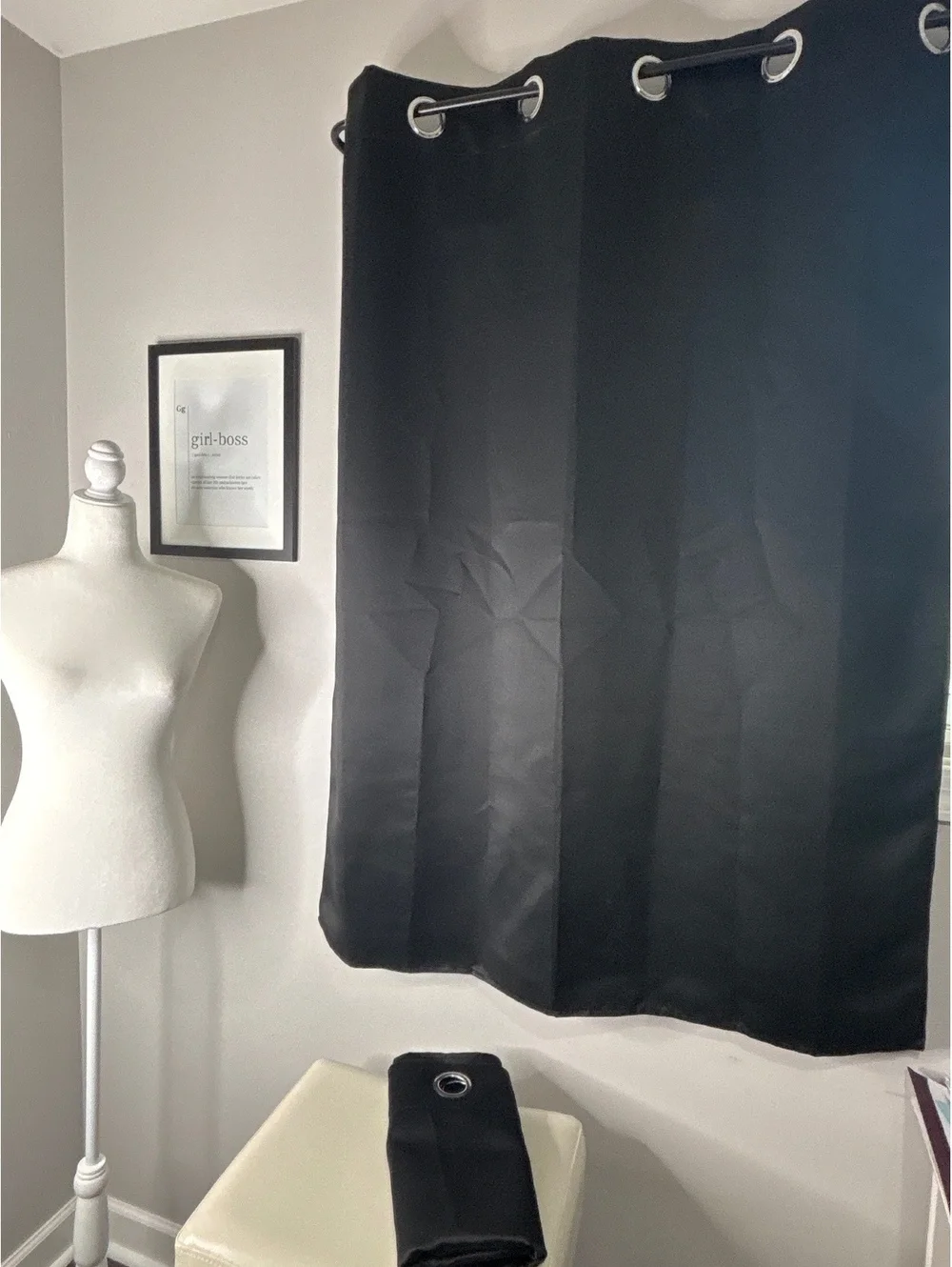 Black Light-Blocking Window 2 Curtain Panels with Metal Grommets